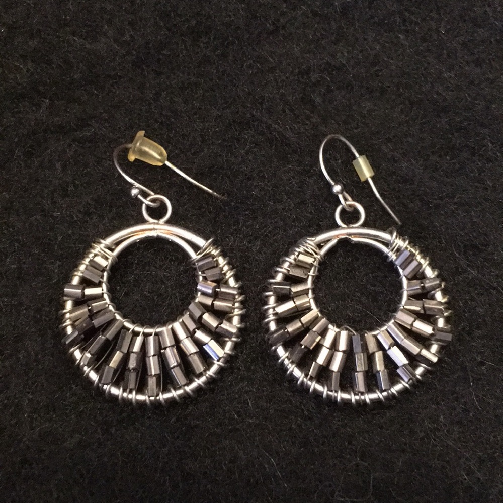 Beaded circle earrings